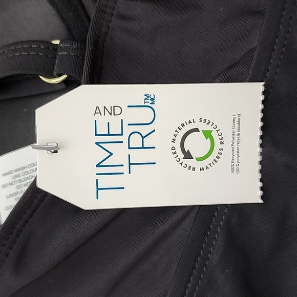 Time & Tru Black Tankini  Top Padded Underwire Padded Cups Flowy Size Medium - Picture 8 of 13